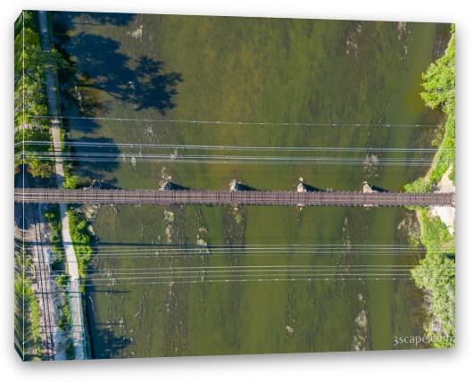 Fox River Rail Bridge Top Down Fine Art Canvas Print