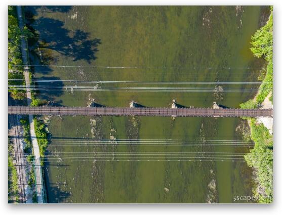 Fox River Rail Bridge Top Down Fine Art Metal Print