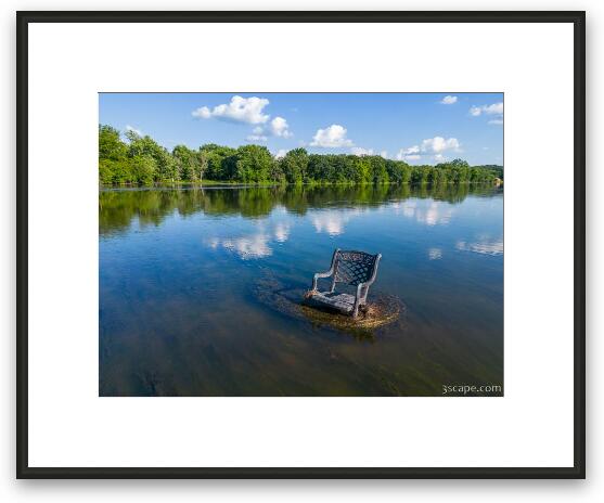 Mysterious Chair in the Fox River Framed Fine Art Print