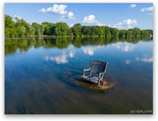 Mysterious Chair in the Fox River Fine Art Metal Print