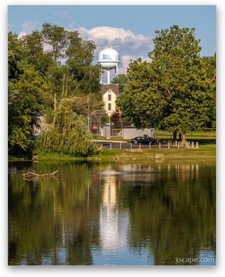 South Elgin Water Tower Reflection Fine Art Print