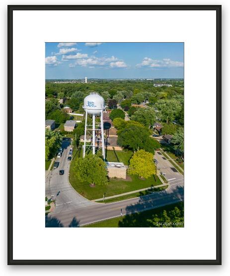 South Elgin Water Tower Aerial Framed Fine Art Print