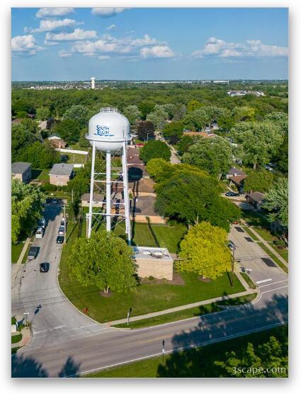 South Elgin Water Tower Aerial Fine Art Metal Print