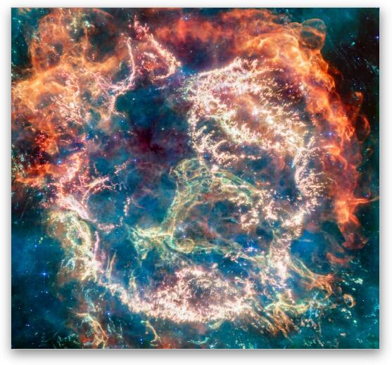 Cassiopeia A by James Webb Telescope Fine Art Metal Print