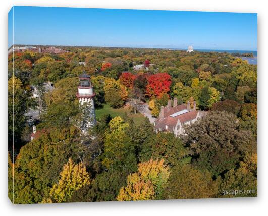 Grosse Point Lighthouse Aerial Fine Art Canvas Print