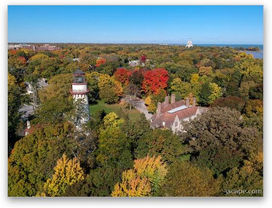 Grosse Point Lighthouse Aerial Fine Art Metal Print