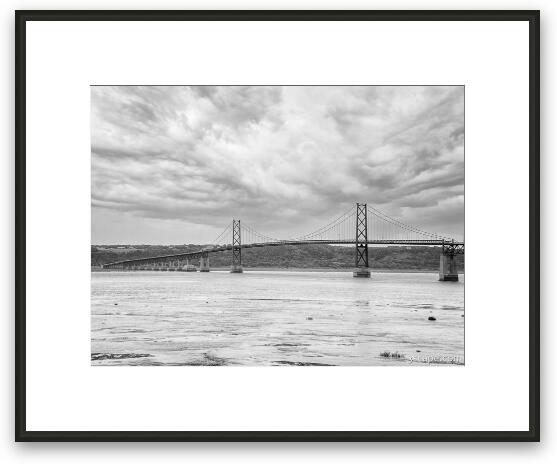 Bridge over the Saint Lawrence River BW Framed Fine Art Print