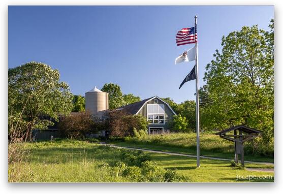 Volo Bog Visitor Center with Flags Fine Art Print