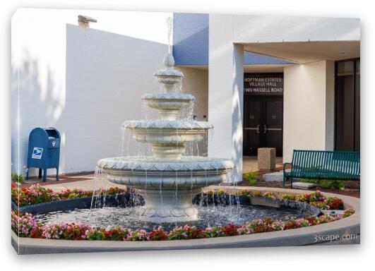 Hoffman Estates Village Hall Fountain 1 Fine Art Canvas Print