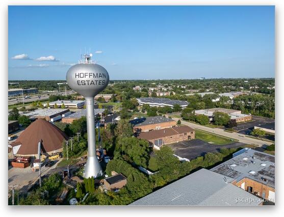 Hoffman Estates Water Tower Aerial Fine Art Metal Print