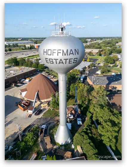 Hoffman Estates Water Tower Aerial Fine Art Metal Print