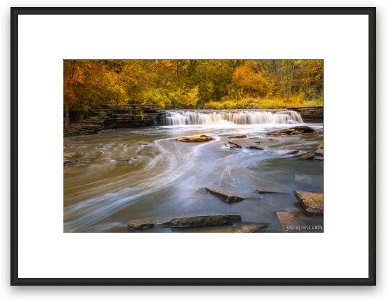 Waterfall Glen Autumn Colors Framed Fine Art Print