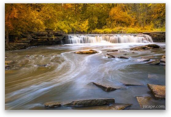 Waterfall Glen Autumn Colors Fine Art Metal Print