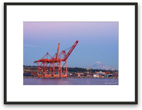 Port of Seattle with Mount Rainier Framed Fine Art Print