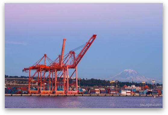 Port of Seattle with Mount Rainier Fine Art Metal Print