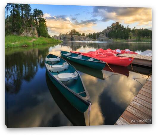 Canoes at Sylvan Lake Fine Art Canvas Print