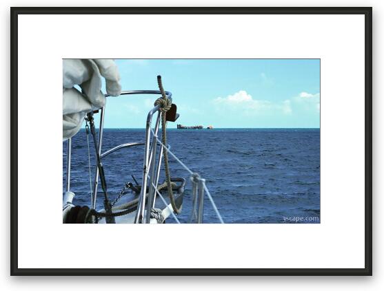 Wreck of the Sapona in the distance Framed Fine Art Print