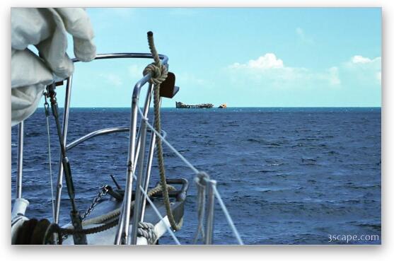 Wreck of the Sapona in the distance Fine Art Metal Print