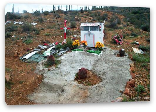 Memorials like this were also common along Mexico's highways Fine Art Canvas Print