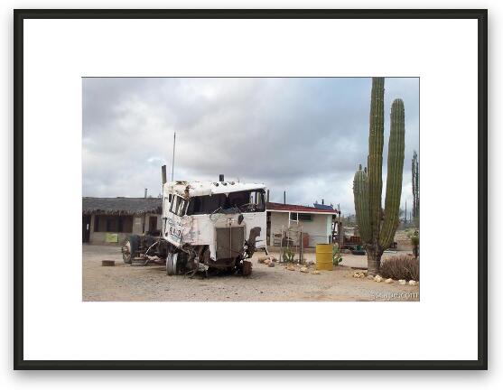 This is when happens when a truck take a turn too fast Framed Fine Art Print