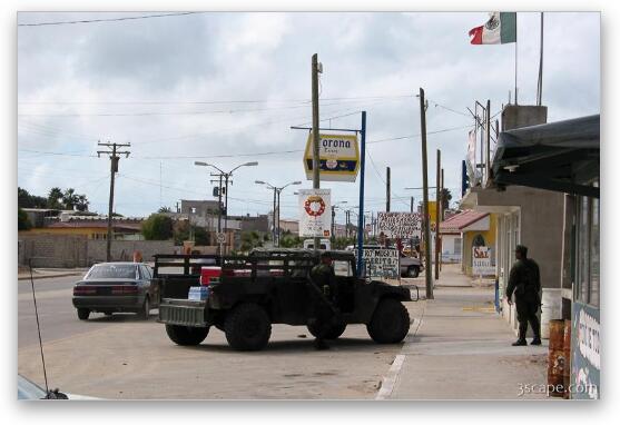 Military patrol in Guerrero Negro Fine Art Metal Print