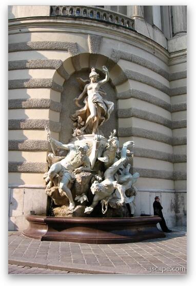 Fountain at Kunsthistorisches Museum Fine Art Metal Print