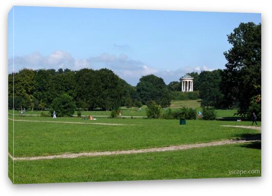 English Gardens (huge park) and Monopteros Fine Art Canvas Print