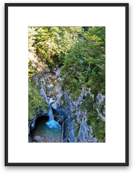Gorge and waterfall below Mary's Bridge Framed Fine Art Print