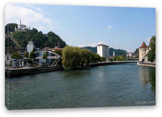 Luzern, Reuss River Fine Art Canvas Print