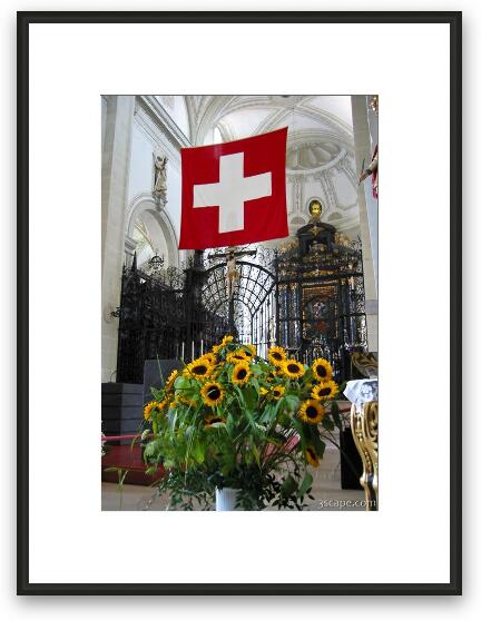 Swiss flag in Cathedral Framed Fine Art Print