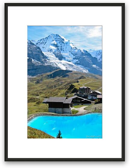 Cold lake in the Swiss Alps Framed Fine Art Print