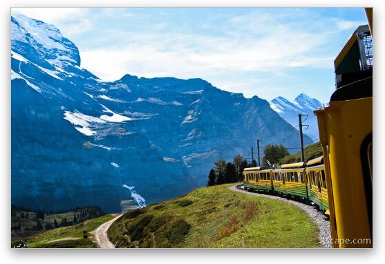 Swiss Alps by train (Jungfraubahnen) Fine Art Metal Print