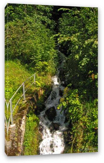 Waterfall shot from moving train Fine Art Canvas Print