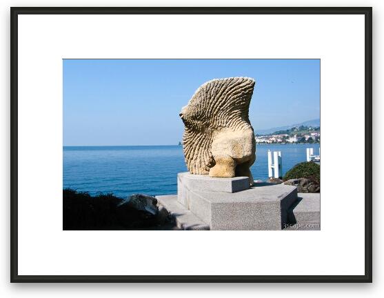 Sculpture on Lake Geneva (Montreux) Framed Fine Art Print