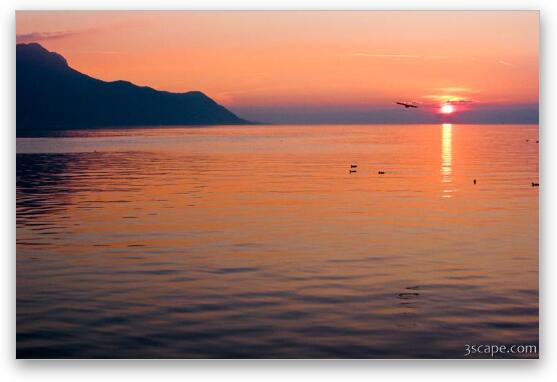 Sunset over Lake Geneva Fine Art Metal Print