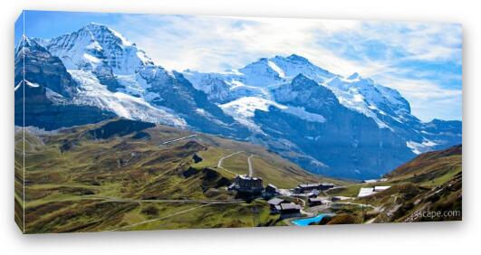 Swiss Alps panoramic (Monch and Jungfrau) Fine Art Canvas Print