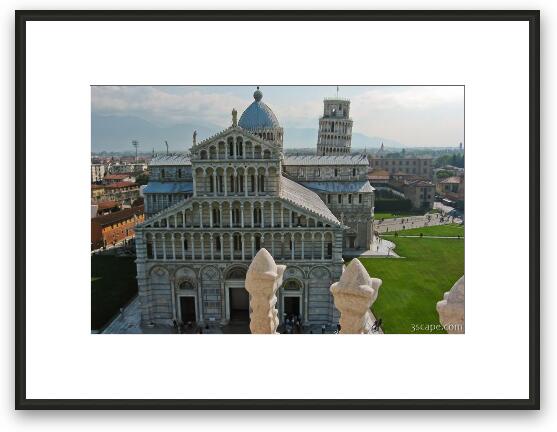 The Leaning Tower and Cathedral from the Baptistry Framed Fine Art Print