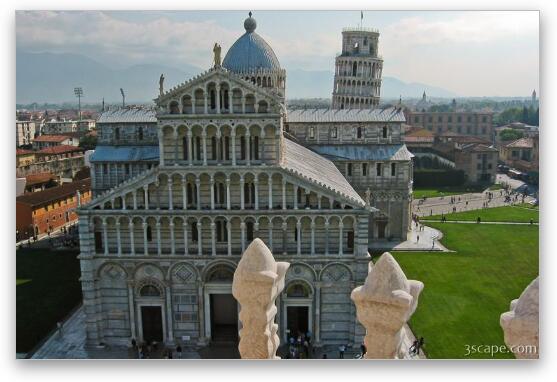 The Leaning Tower and Cathedral from the Baptistry Fine Art Metal Print