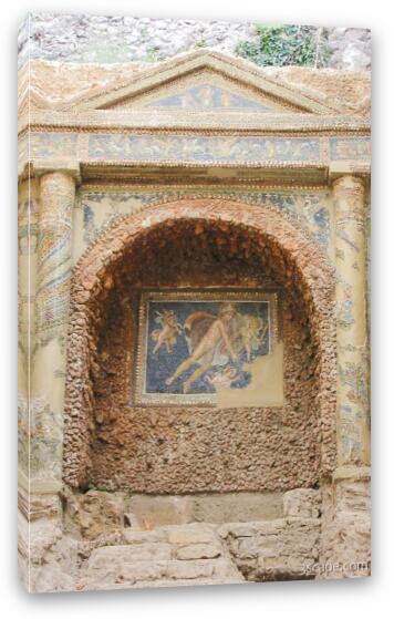 One of many colorful mosaics in Pompeii Fine Art Canvas Print