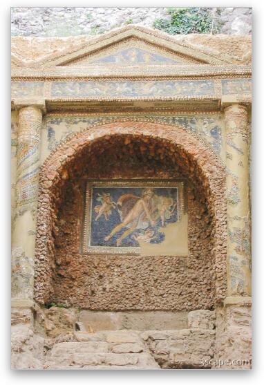 One of many colorful mosaics in Pompeii Fine Art Metal Print