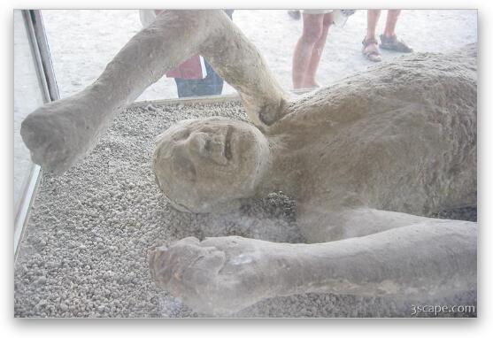 Plaster cast of body as it was when Pompeii was covered in hot ash Fine Art Metal Print