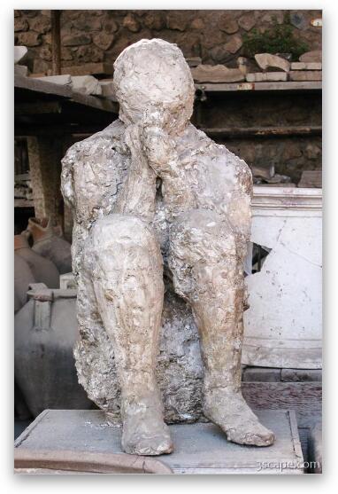 Plaster cast of body as it was when Pompeii was covered in hot ash Fine Art Metal Print