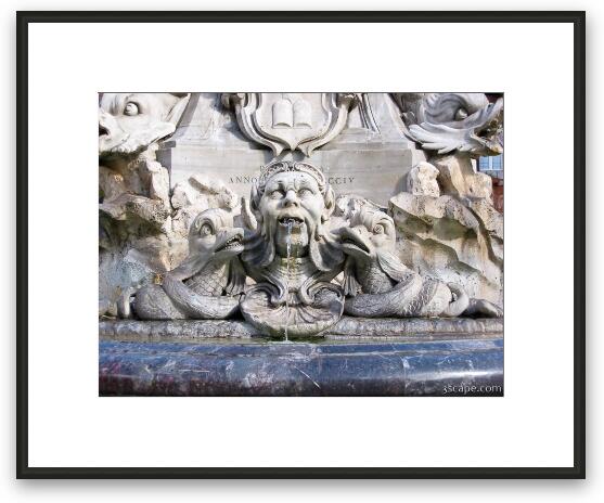 Sculpture fountain in front of the Pantheon Framed Fine Art Print