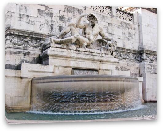Fountain at base of Monumento Vittorio Emanuele Fine Art Canvas Print