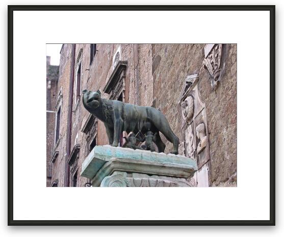 Statue of the wolf and Romulus and Remus - Legend of the founding of Rome Framed Fine Art Print