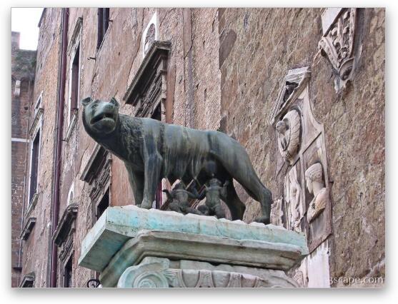 Statue of the wolf and Romulus and Remus - Legend of the founding of Rome Fine Art Metal Print
