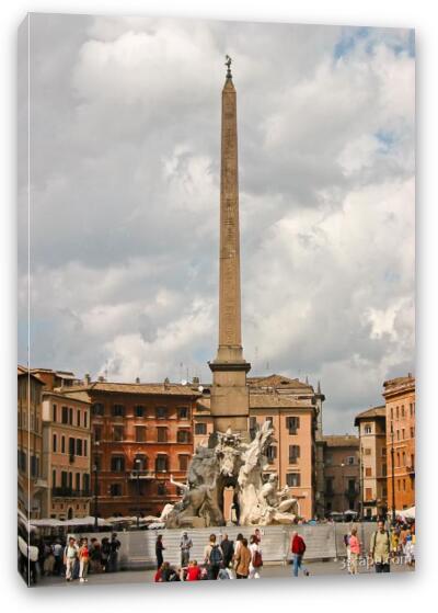 Fountain of the four Rivers and obelisk in Piazza Navona Fine Art Canvas Print
