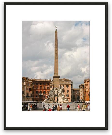 Fountain of the four Rivers and obelisk in Piazza Navona Framed Fine Art Print