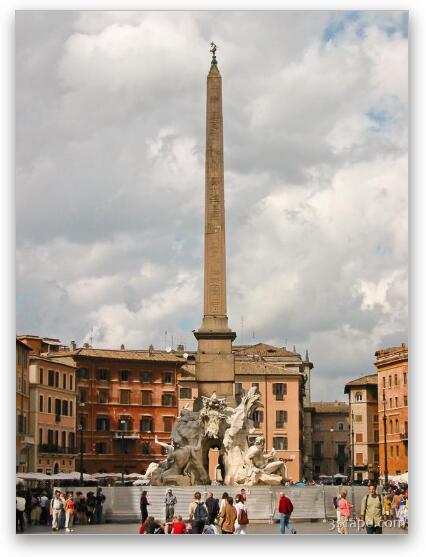 Fountain of the four Rivers and obelisk in Piazza Navona Fine Art Metal Print