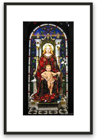 Stained Glass of Virgin Mary Framed Fine Art Print